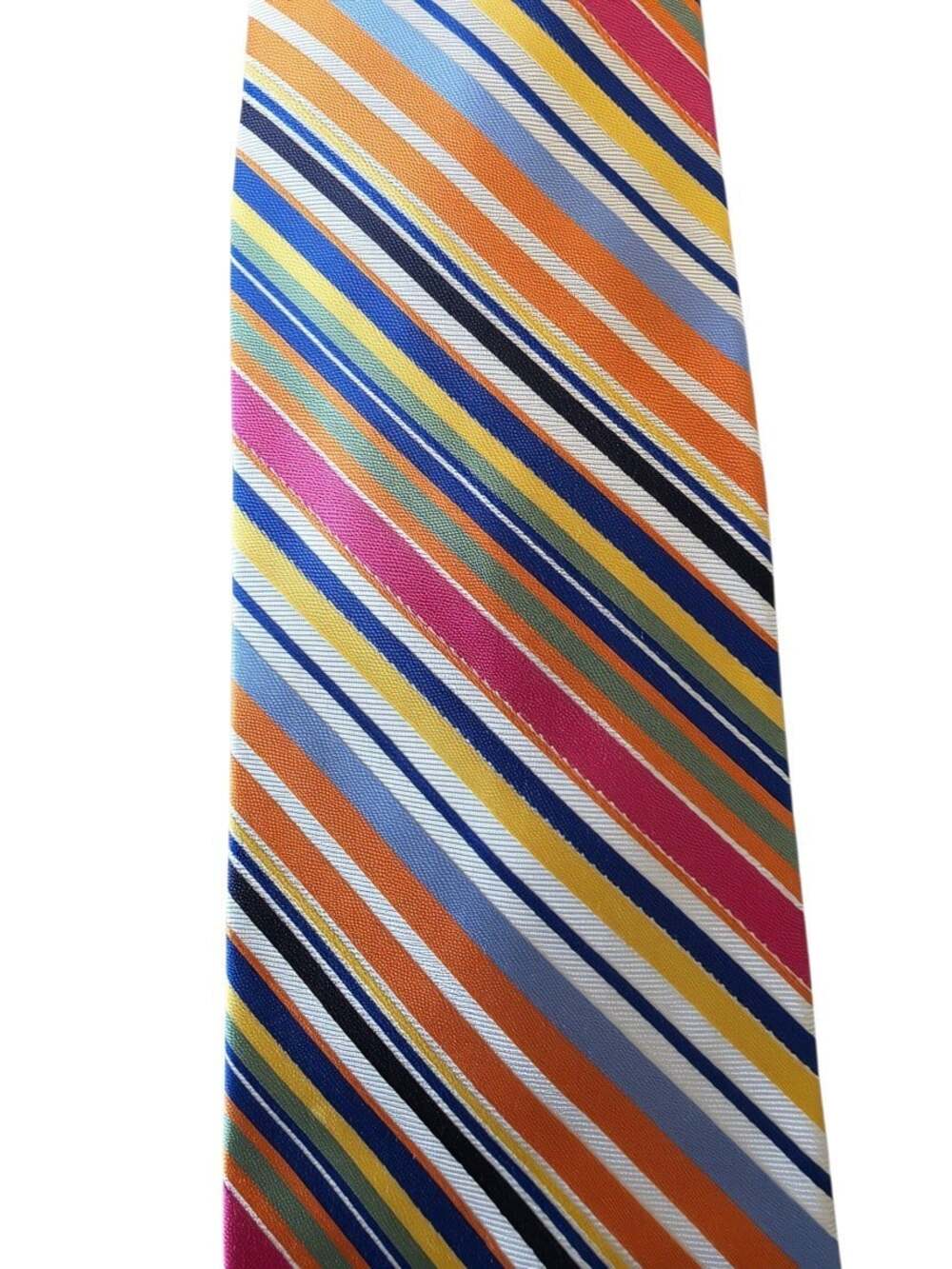 Vintage Tommy Hilfiger Tie 100% Silk Made in USA Multicolor Striped Necktie - Picture 11 of 16